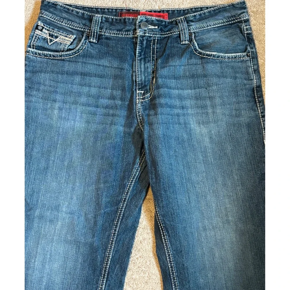 Rock and Roll Denim Double Barrel Relaxed Straight Leg Jeans Blue Mens 38x32